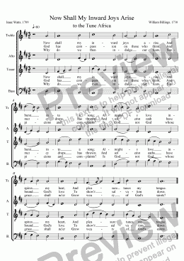 page one of "Now Shall My Inward Joys Arise"  (tune "Africa" from Sacred Harp)