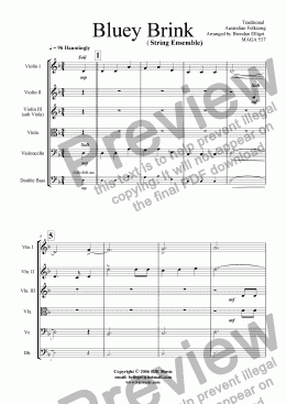 page one of Bluey Brink - String Quintet or Group