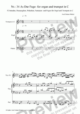 page one of Nr.: 34 As Dur Fuge- for organ and trumpet in C