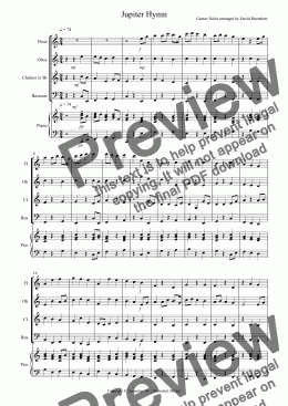 page one of Jupiter Hymn for Wind Quartet
