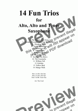 page one of 14 Fun Trios For Alto, Alto And Tenor Saxophone