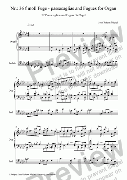 page one of Nr.: 36 f moll Fuge - passacaglias and Fugues for Organ