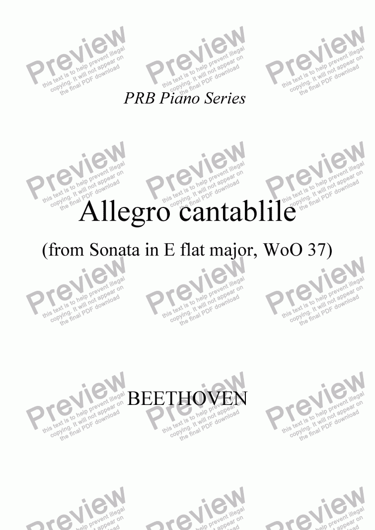 page one of PRB Piano Series: Allegro cantabile (from Sonata in E flat, WoO 47 No 1)