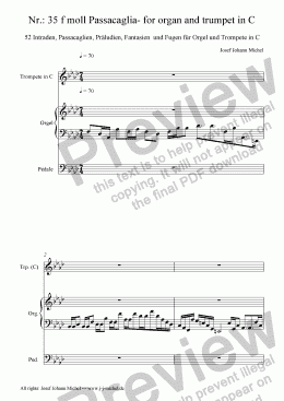 page one of Nr.: 35 f moll Passacaglia- for organ and trumpet in C