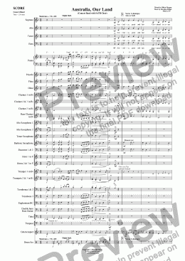 page one of Australia, Our Land  (Concert Band with SATB Choir)