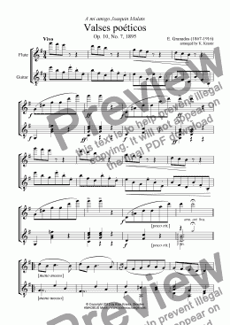 page one of Valses poéticos No. 7 for flute and guitar