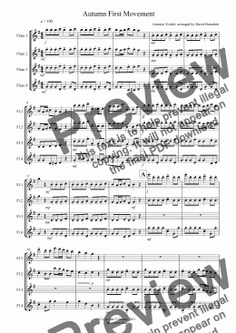 page one of Autumn "Four Seasons" for Flute Quartet
