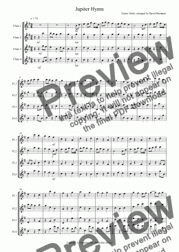 page one of Jupiter Hymn for Flute Quartet