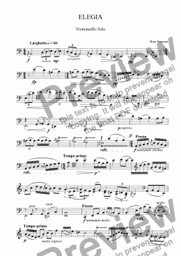 page one of Elegia per Violoncello - Solo