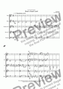 page one of Boar’s Head Carol (woodwind quintet)