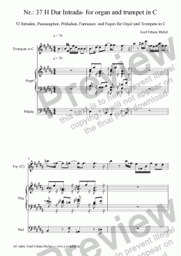 page one of Nr.: 37 H Dur Intrada- for organ and trumpet in C