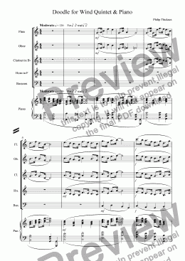 page one of Doodle for Wind Quintet & Piano