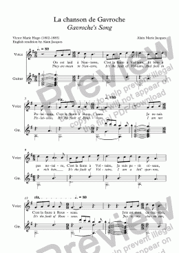 page one of La chanson de Gavroche (A. Jacques / Victor Hugo) bilingual