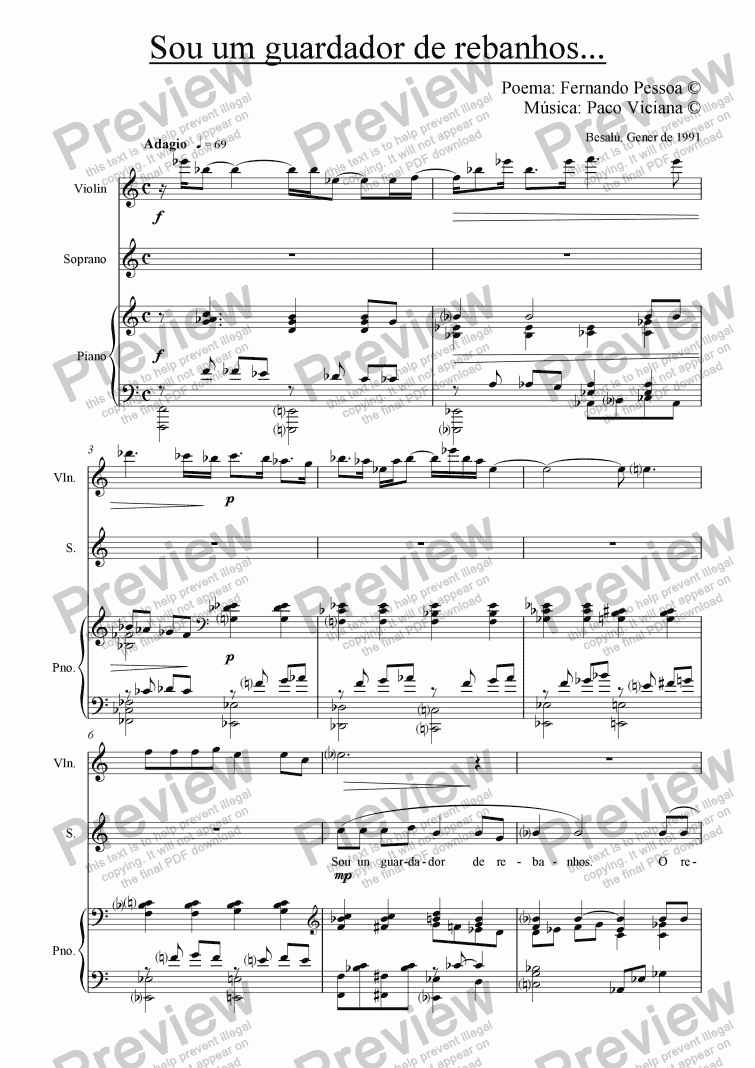page one of 034-Sou um guardador de rebanhos... (soprano version) (portugues)