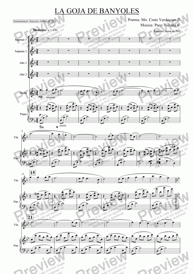 page one of 153-La Goja de Banyoles (catalan) (chamber version Nr. 2)