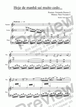 page one of 035-Hoje de manhã saí muito cedo... (soprano version) (portugues)