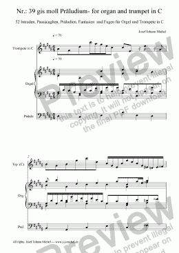 page one of Nr.: 39 gis moll Präludium- for organ and trumpet in C