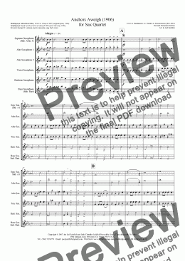 page one of Anchors Aweigh for Sax Quartet