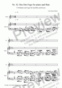 page one of Nr. 42: Des Dur Fuge for piano and flute