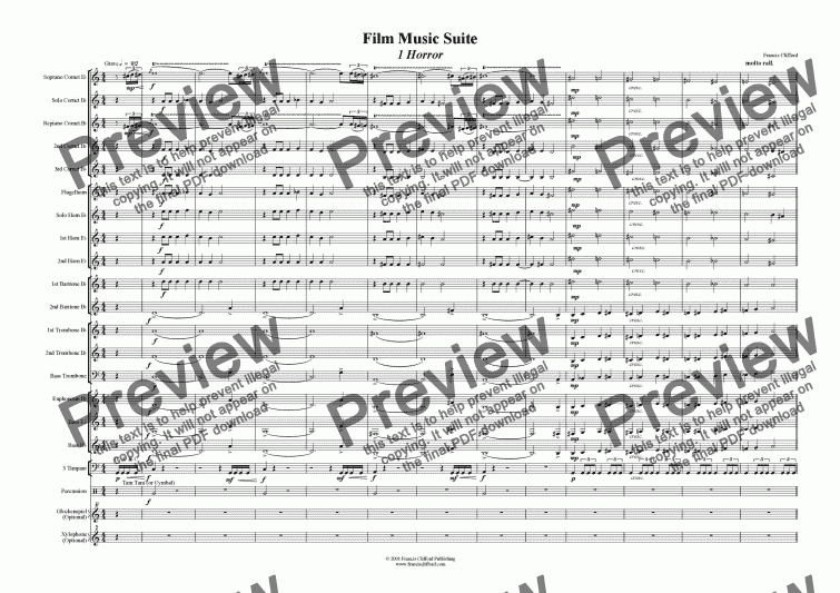 page one of Film Music Suite (Brass Band) Landscape Score