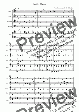 page one of Jupiter Hymn for Double Reed Quartet