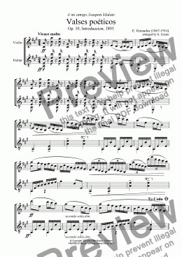 page one of Valses poéticos Introduccíon for violin and guitar