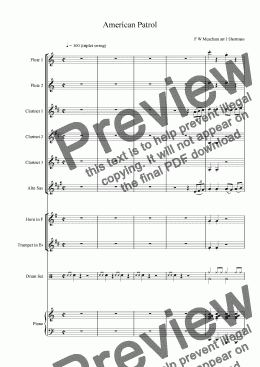 page one of American Patrol (arranged for training Wind Band)