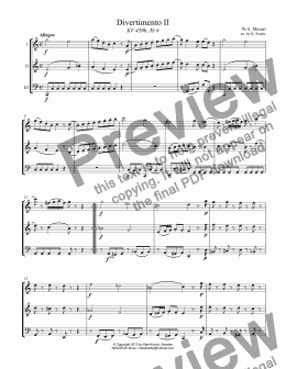 page one of Divertimento No. 2 KV 439b, for C instr. trio