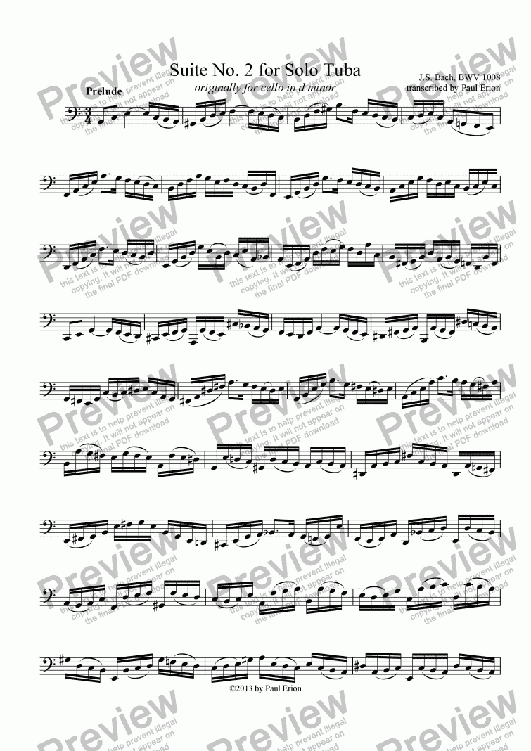 page one of Suite No. 2 for Solo Tuba