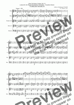 page one of Beethoven TURKISH MARCH - Wind Quintet