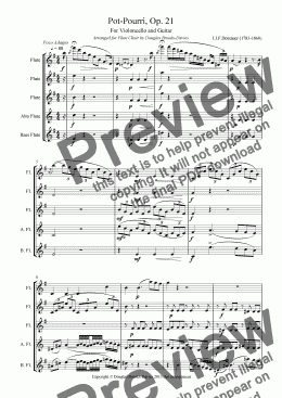 page one of DOTZAUER, J.J.F., Pot-Pourri, Op. 21 arranged for Flute Choir (3fl, afl, bfl)
