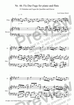 page one of Nr. 46: Fis Dur Fuge for piano and flute