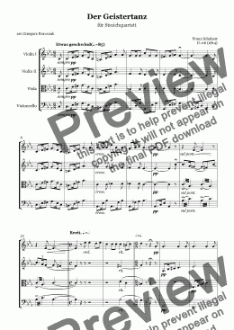 page one of Schubert-Der Geistertanz for string quartet