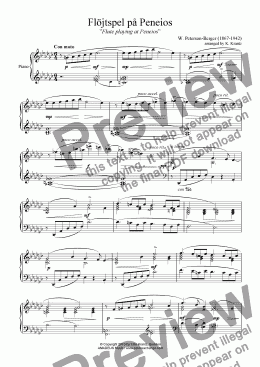 page one of Flöjtspel på Peneios / Flute playing at Peneios, for piano solo