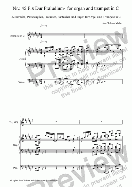 page one of Nr.: 45 Fis Dur Präludium- for organ and trumpet in C