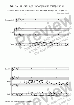 page one of Nr.: 46 Fis Dur Fuge- for organ and trumpet in C