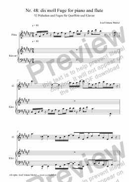 page one of Nr. 48: dis moll Fuge for piano and flute