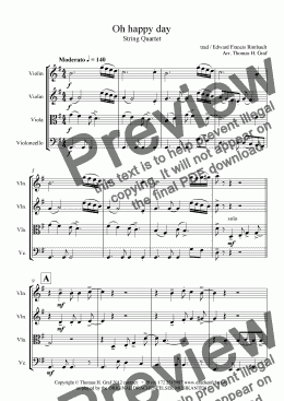 page one of Oh happy day - String Quartet