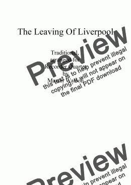 page one of The Leaving Of Liverpool for Recorder Quartet