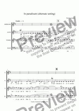 page one of In paradisum from the requiem mass: SATB setting