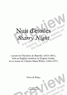 page one of Nuit d’étoiles (Widor / Banville)