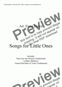 page one of Songs for Little Ones
