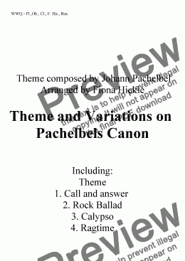 page one of Pachelbel’s Canon: Theme and Variations