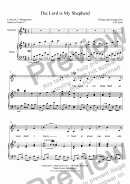 page one of The Lord is My Shepherd (solo voice and piano)