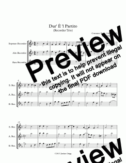 page one of Dur’ È ’l Partito (Recorder Trio)