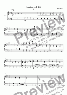 page one of Sonatina in B-flat