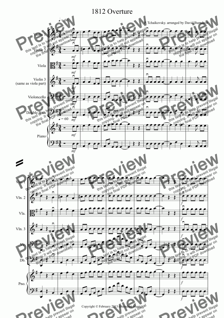 page one of 1812 Overture for String Orchestra