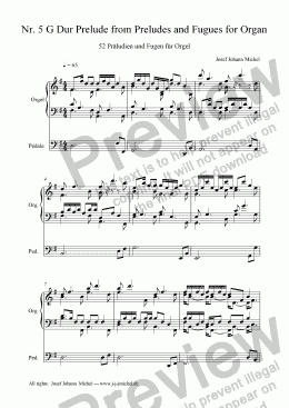 page one of Nr. 5 G Dur Prelude from Preludes and Fugues for Organ