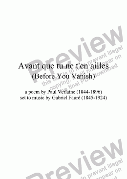 page one of Avant que tu ne t’en ailles (Fauré / Verlaine)