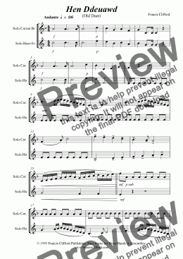 page one of Hen Ddeuawd (Cornet and Horn version)